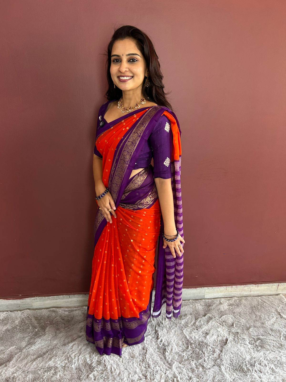 Fancy Georgette Foil Print Saree(3176A)