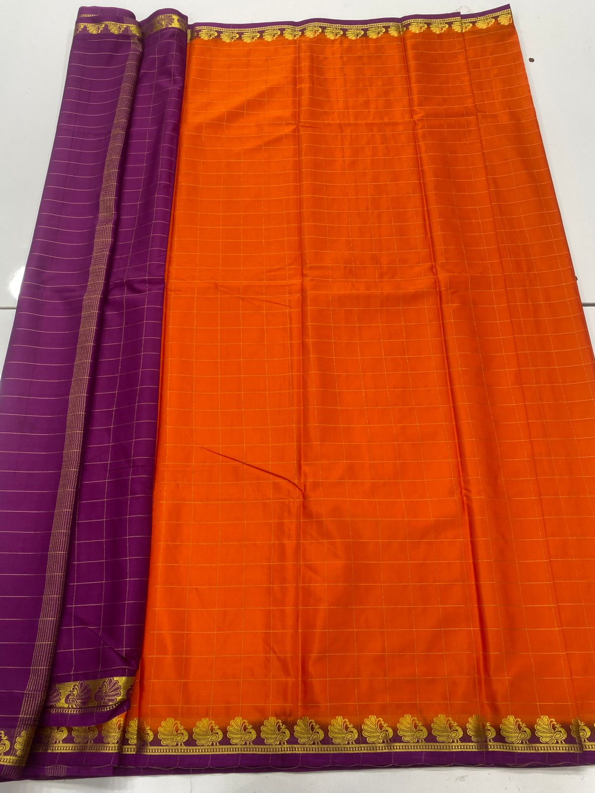 Mysore Crepe Checks Saree(3246)