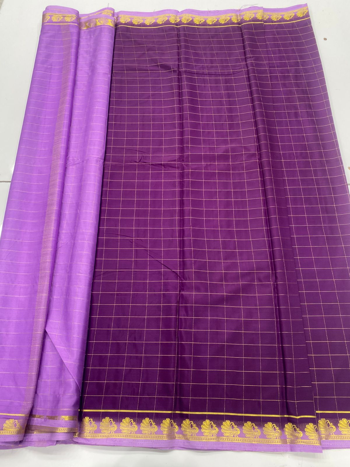Mysore Crepe Checks Saree(3246)