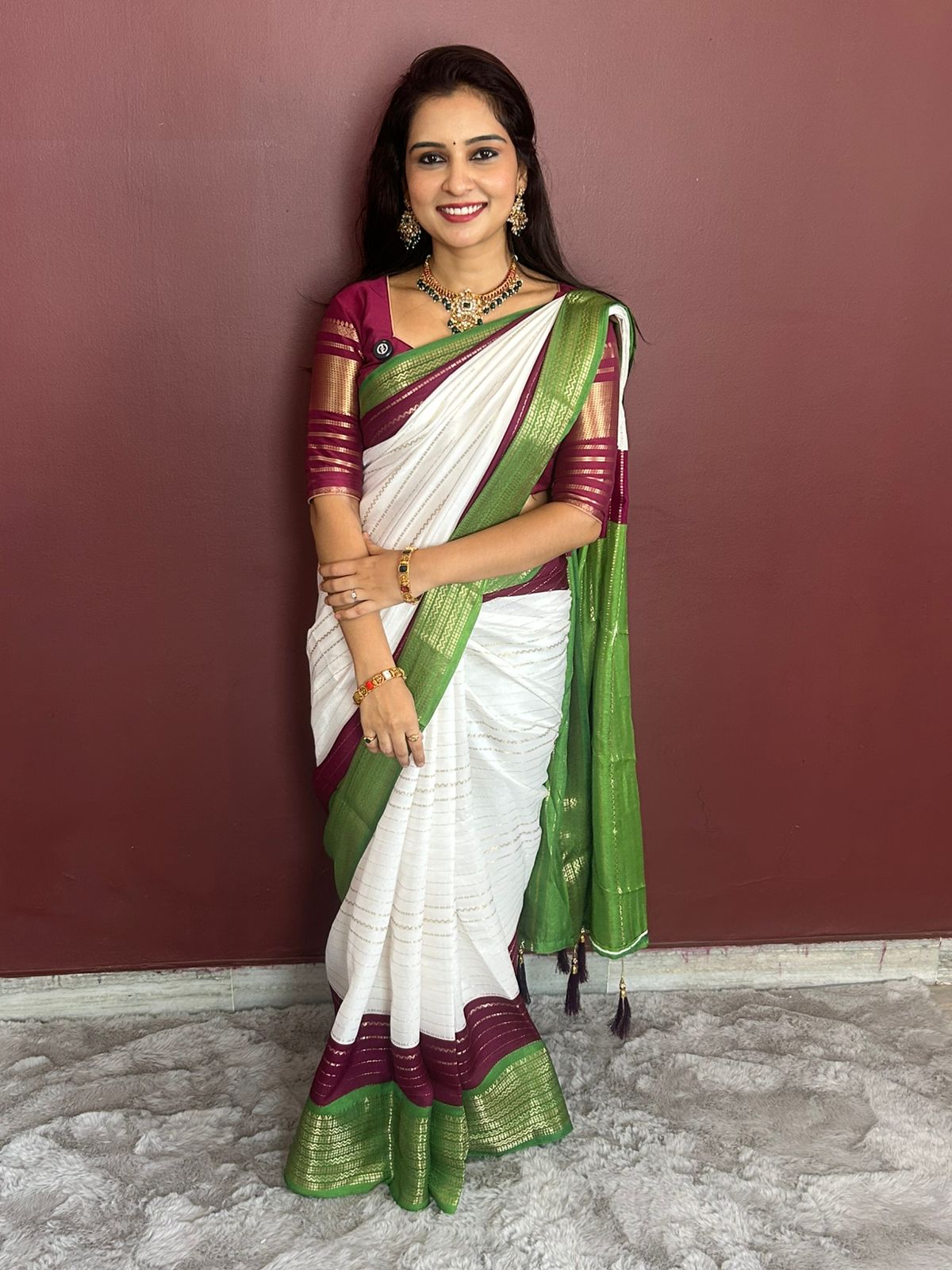 Georgette 3D Lines Saree(3290)