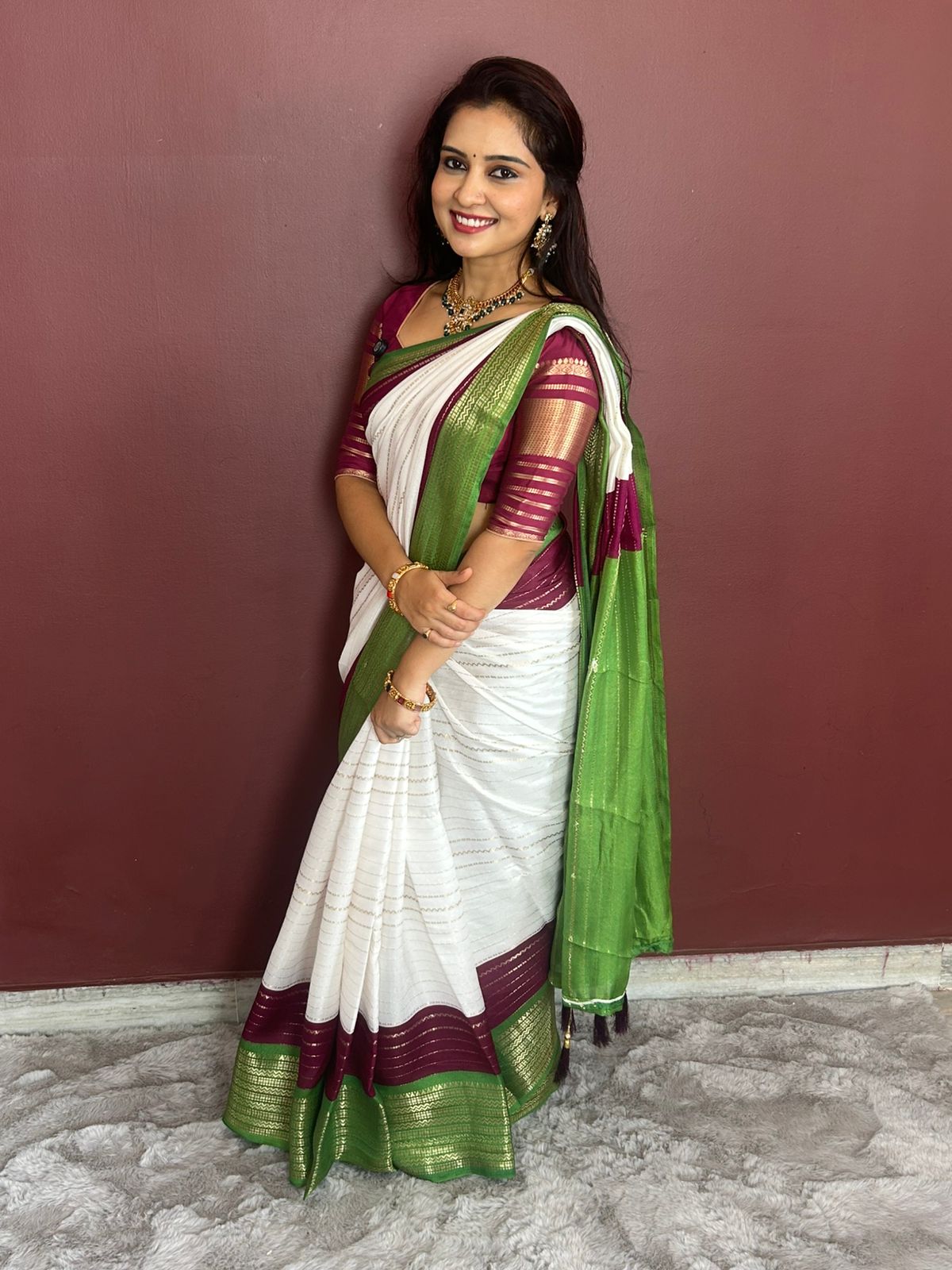 Georgette 3D Lines Saree(3290)