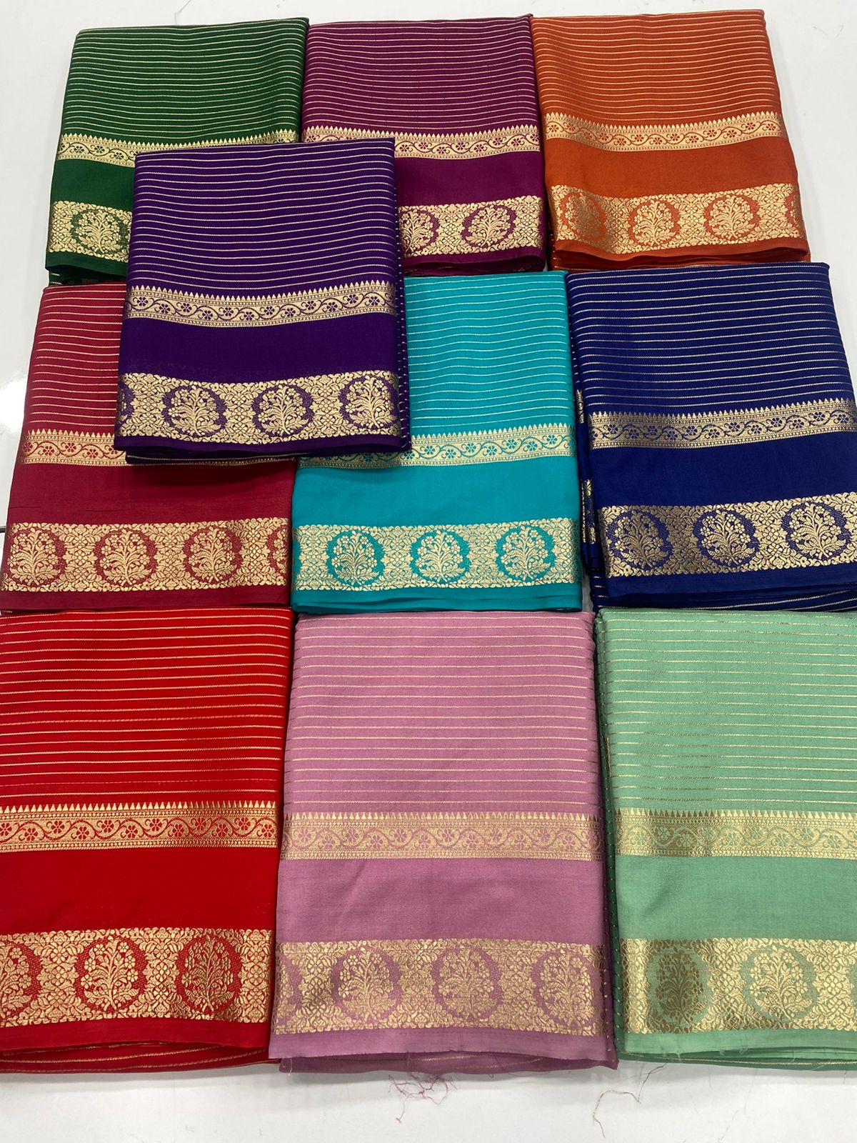 Mysore Crepe Self Jari Lines Saree ( 3336-R )