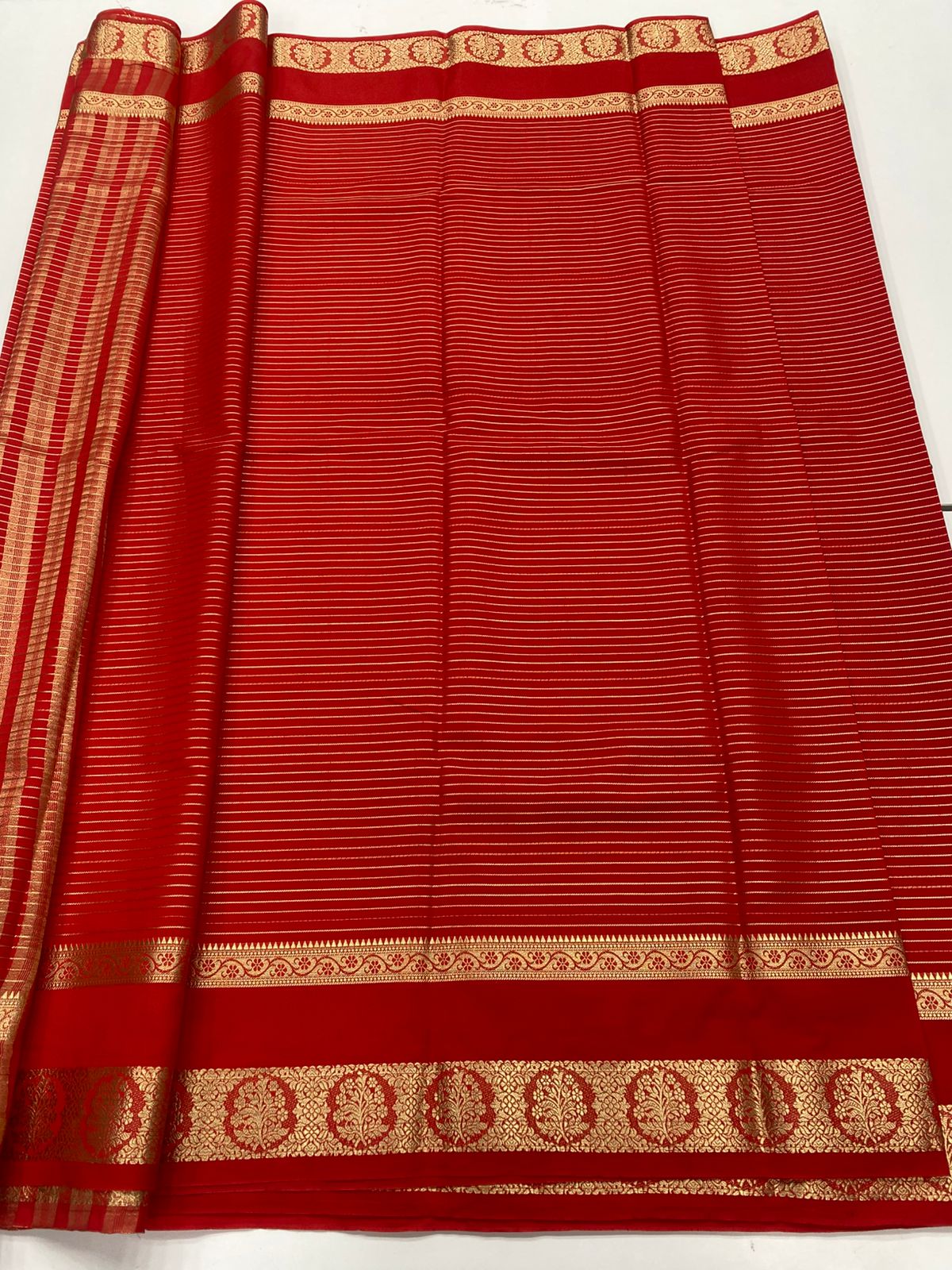 Mysore Crepe Self Jari Lines Saree ( 3336-R )