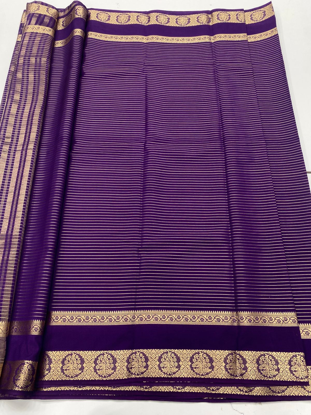 Mysore Crepe Self Jari Lines Saree ( 3336-R )