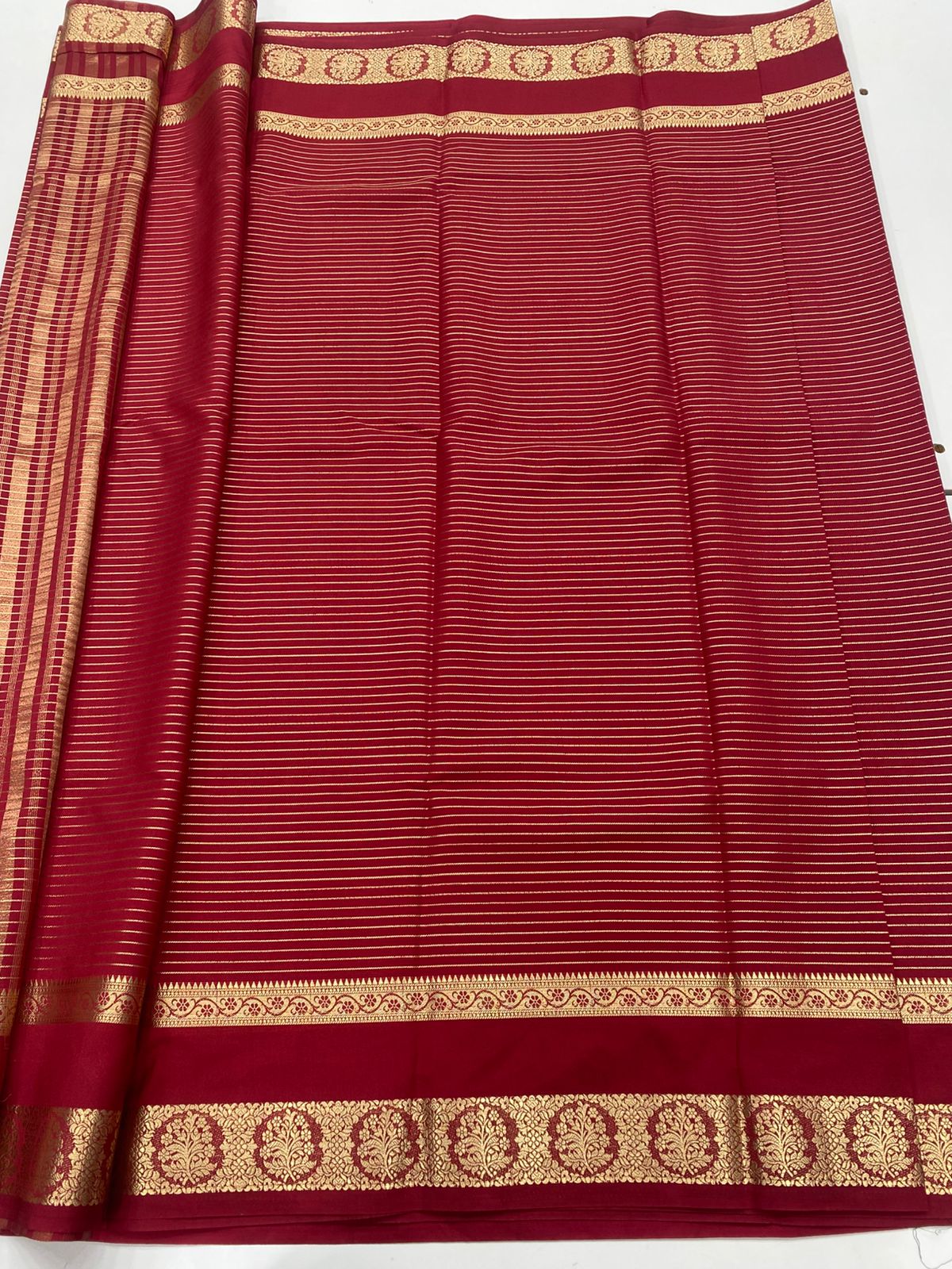 Mysore Crepe Self Jari Lines Saree ( 3336-R )