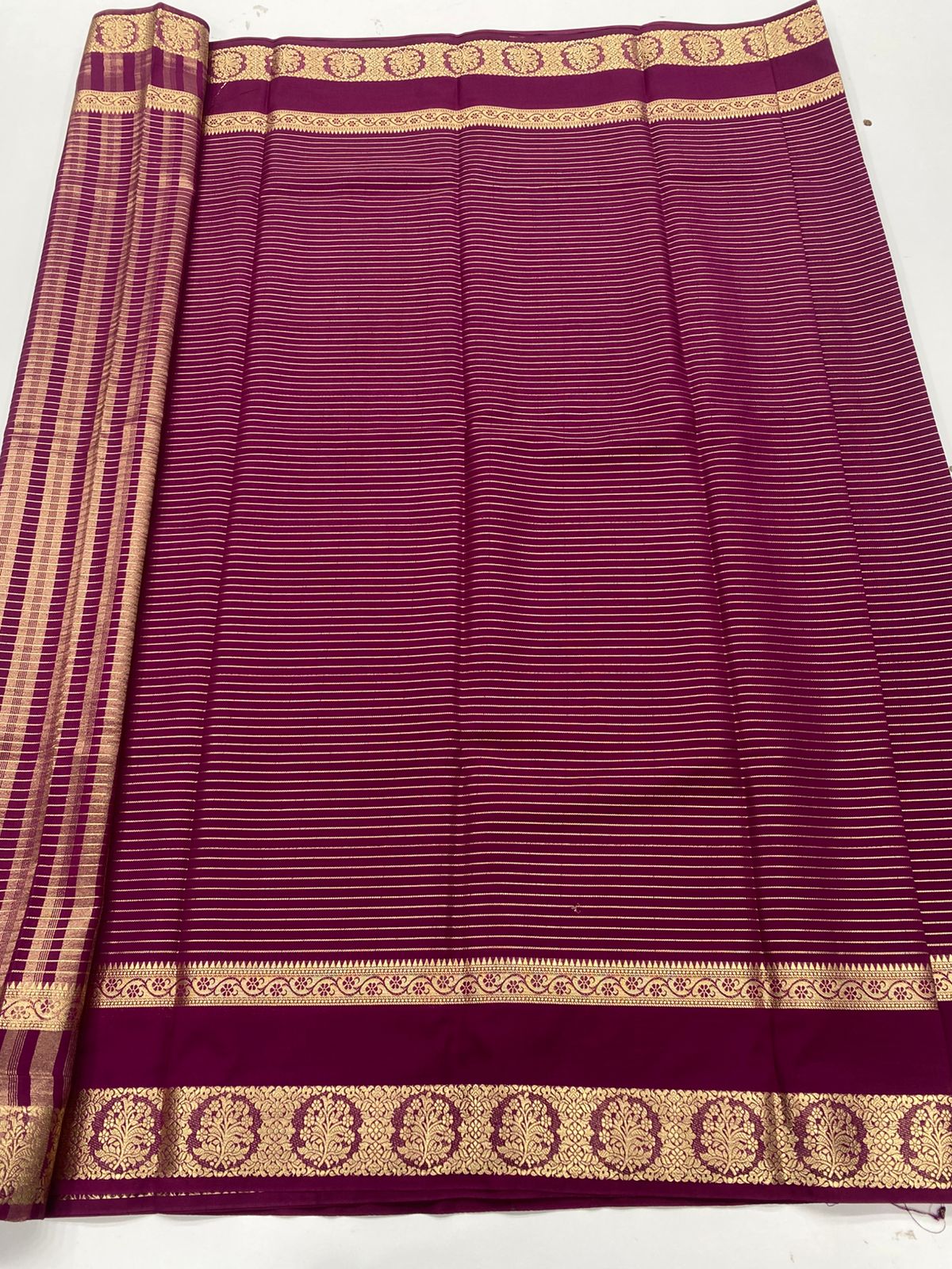 Mysore Crepe Self Jari Lines Saree ( 3336-R )