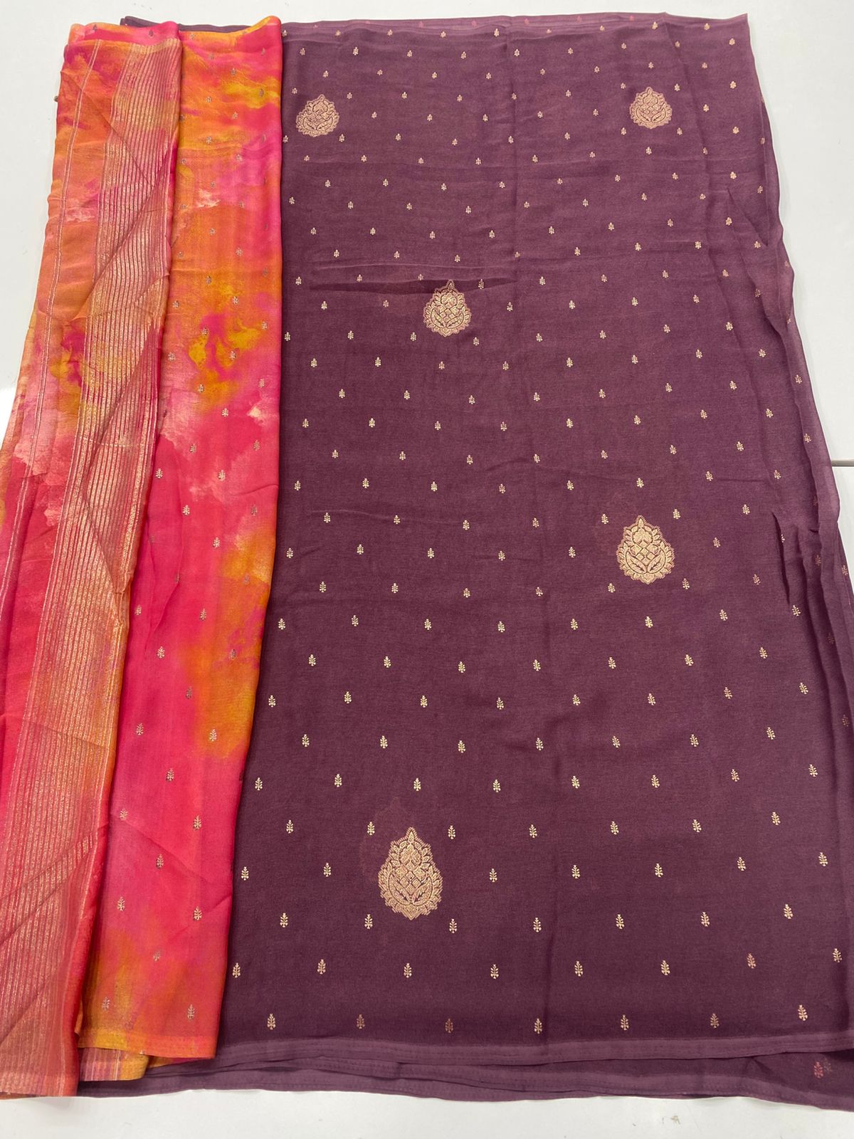 Fancy Georgette Foil Print Saree(3319)