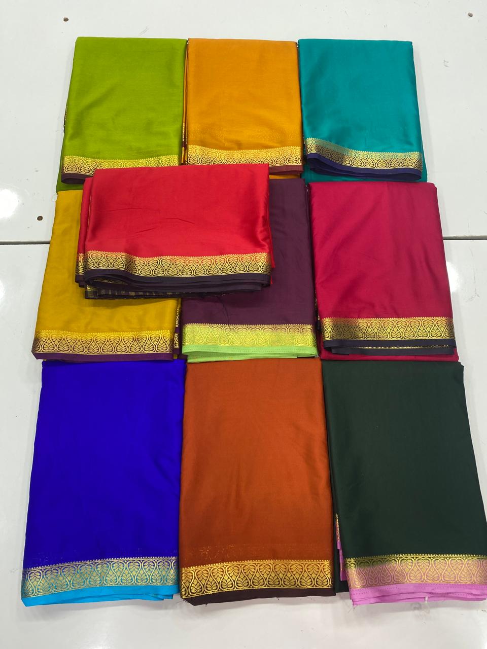 Mysore Crepe Zari Border Saree   ( 3365-R12 )