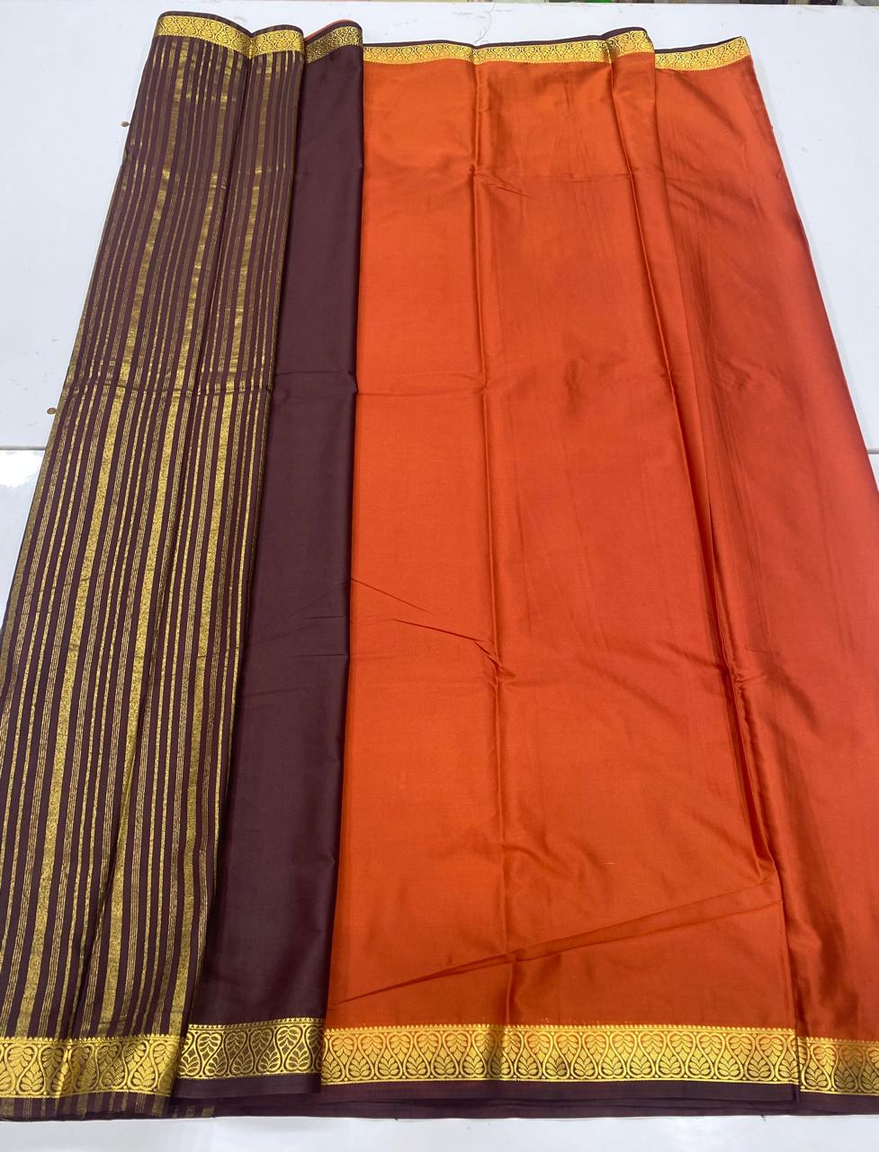 Mysore Crepe Zari Border Saree   ( 3365-R12 )