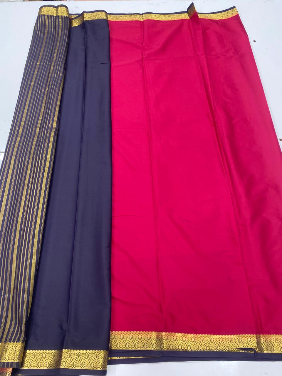 Mysore Crepe Zari Border Saree   ( 3365-R12 )