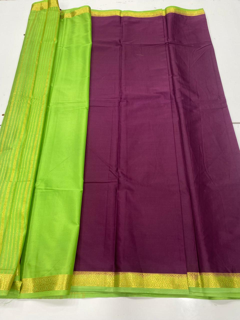 Mysore Crepe Zari Border Saree   ( 3365-R12 )