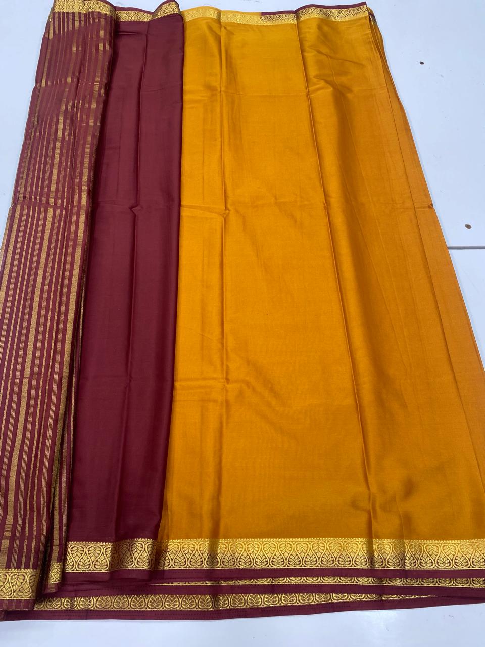 Mysore Crepe Zari Border Saree   ( 3365-R12 )