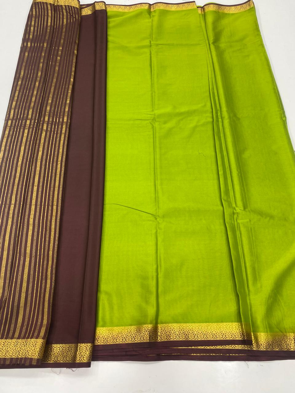 Mysore Crepe Zari Border Saree   ( 3365-R12 )