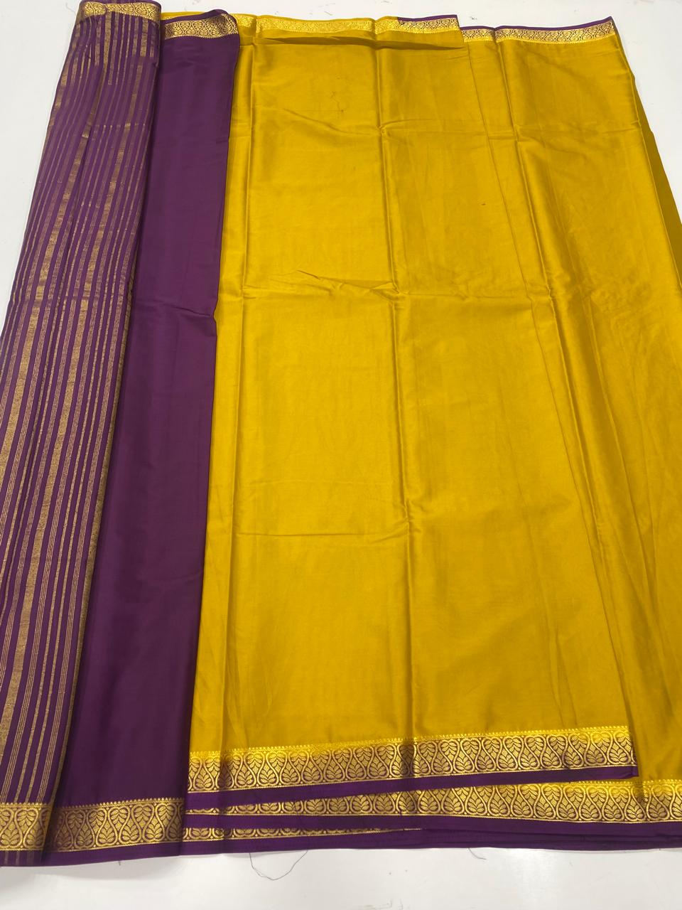 Mysore Crepe Zari Border Saree   ( 3365-R12 )