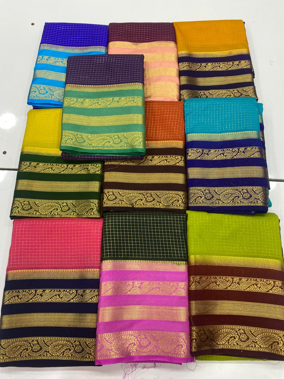 Crepe Georgette Chex Saree  ( 3366-R15 )