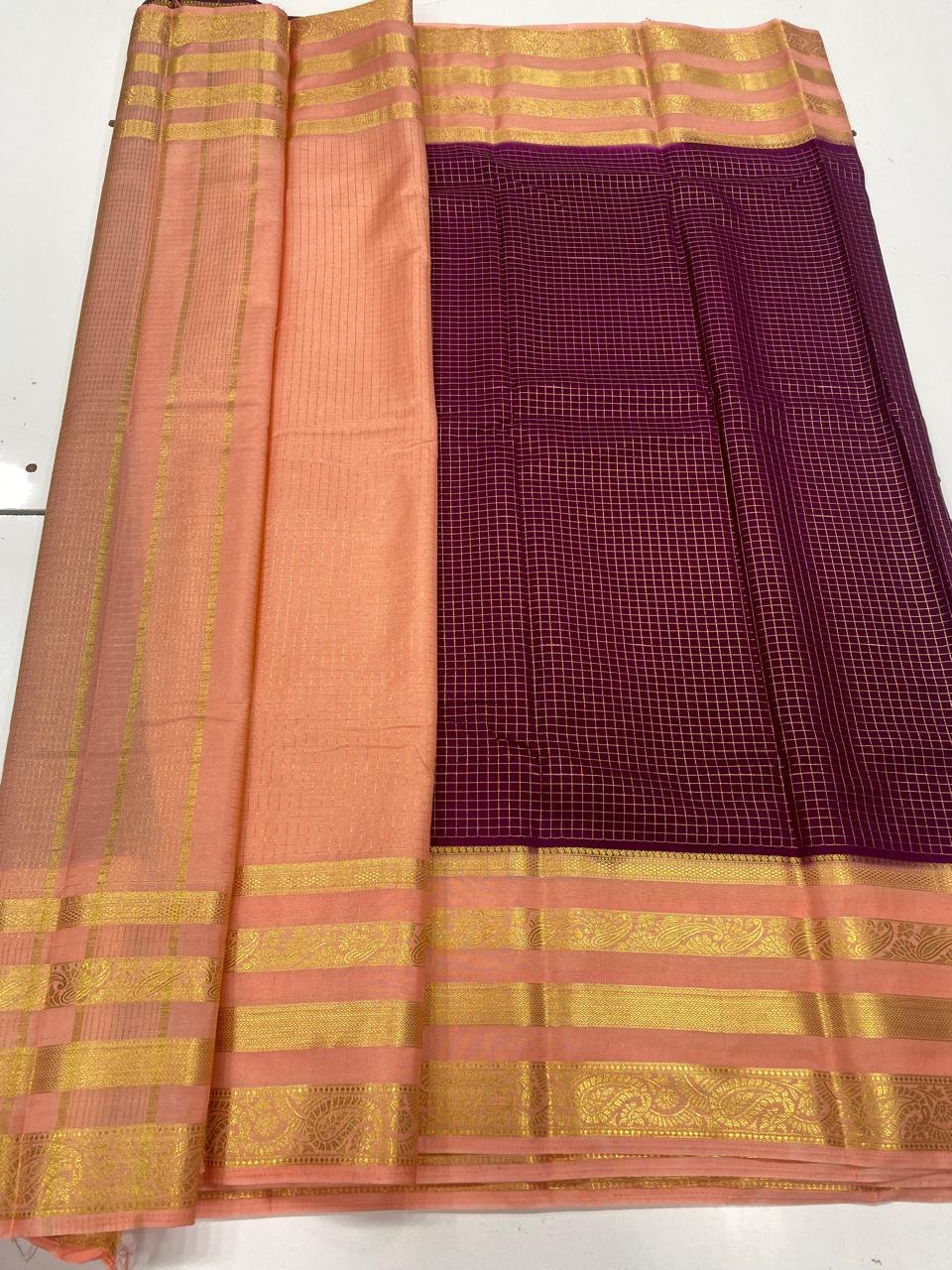 Crepe Georgette Chex Saree  ( 3366-R15 )