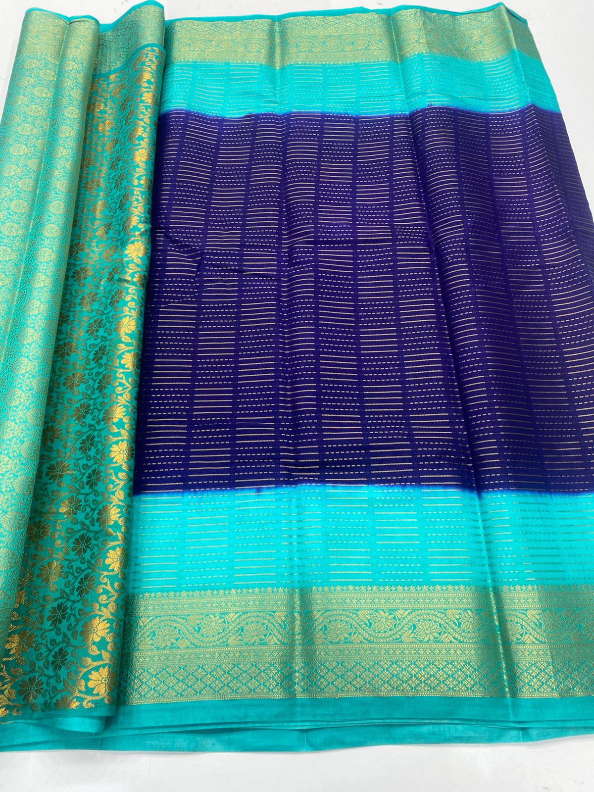 Mysore Crepe Mysore Lines Saree ( 3372-R13 )
