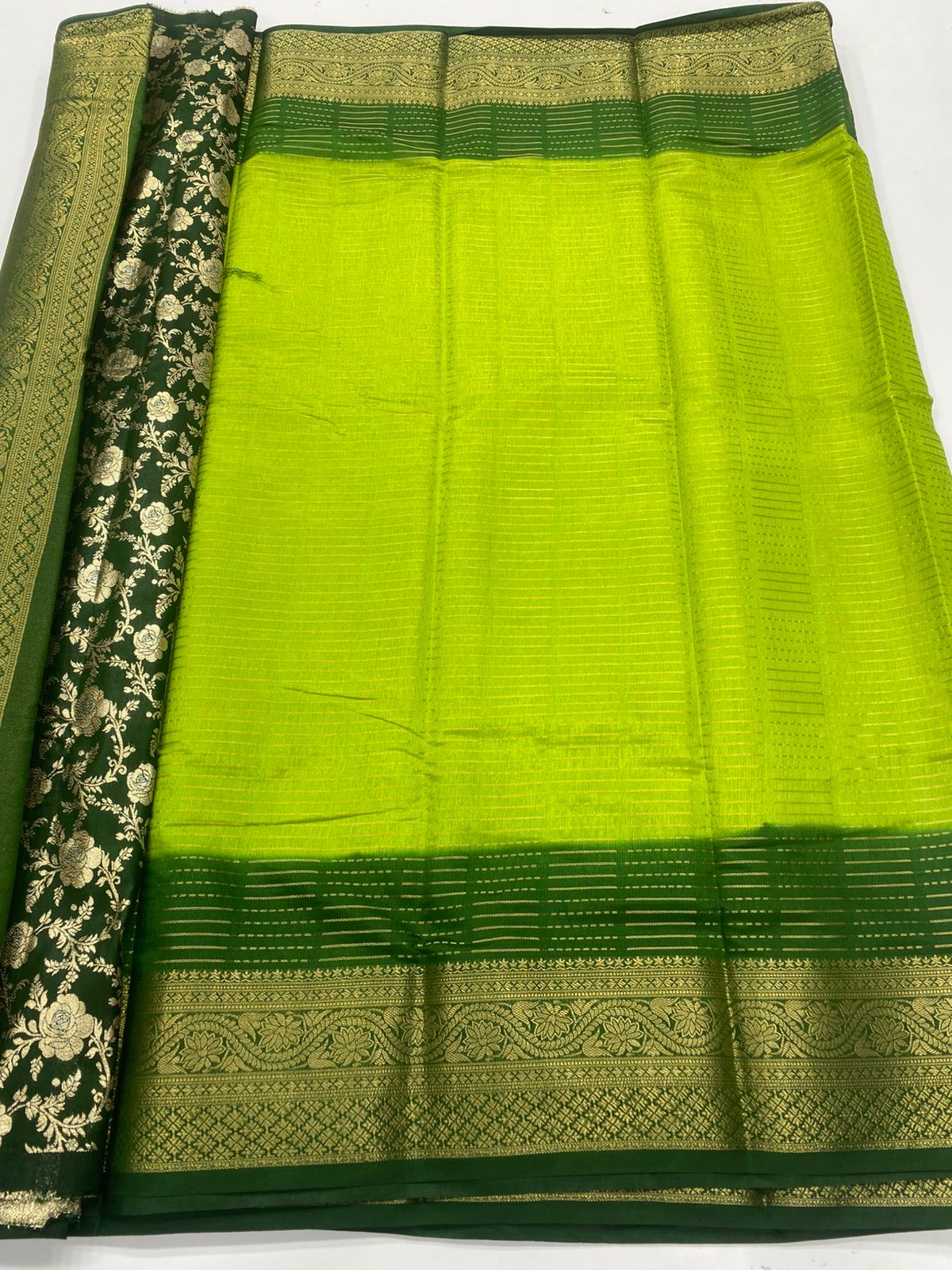 Mysore Crepe Mysore Lines Saree ( 3372-R13 )