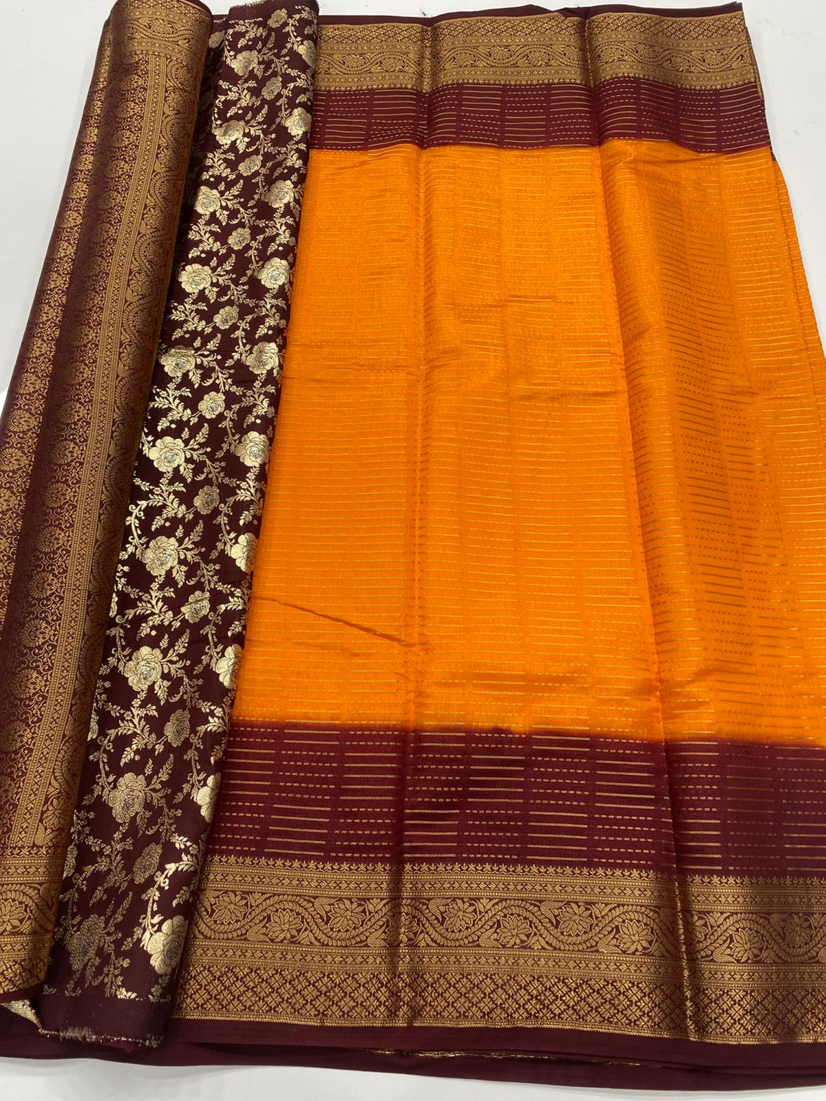Mysore Crepe Mysore Lines Saree ( 3372-R13 )