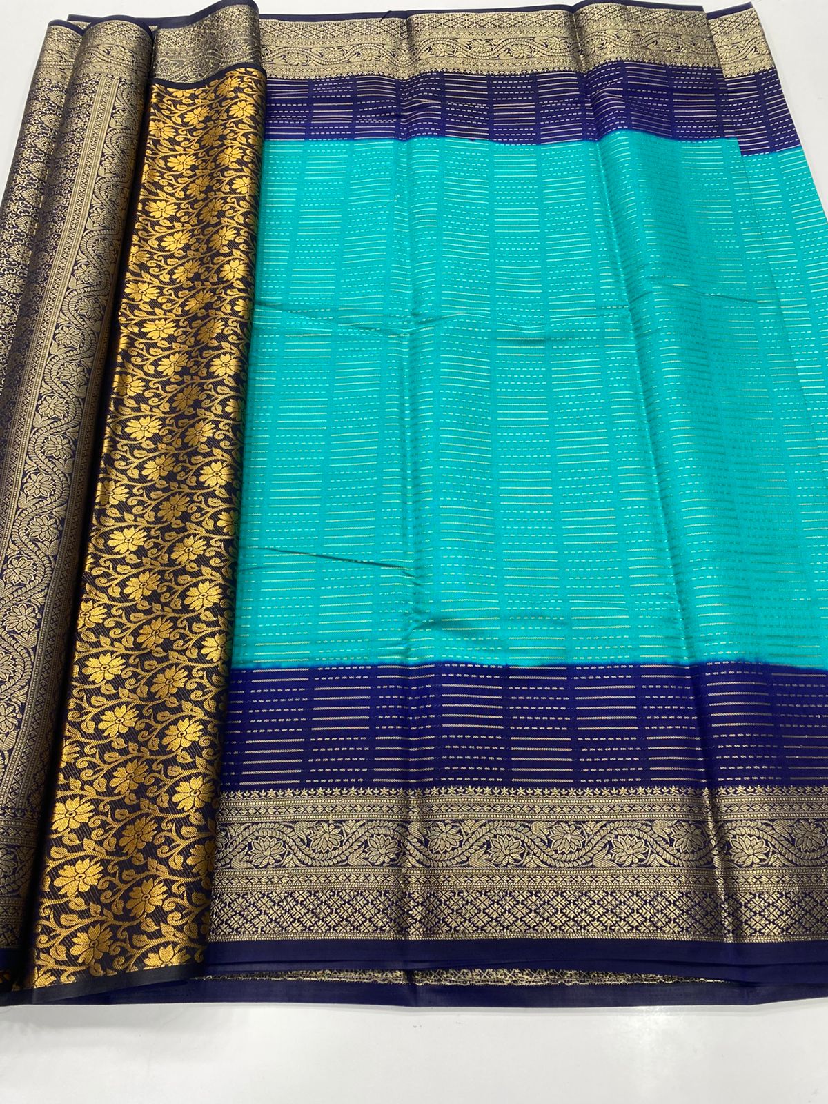 Mysore Crepe Mysore Lines Saree ( 3372-R13 )