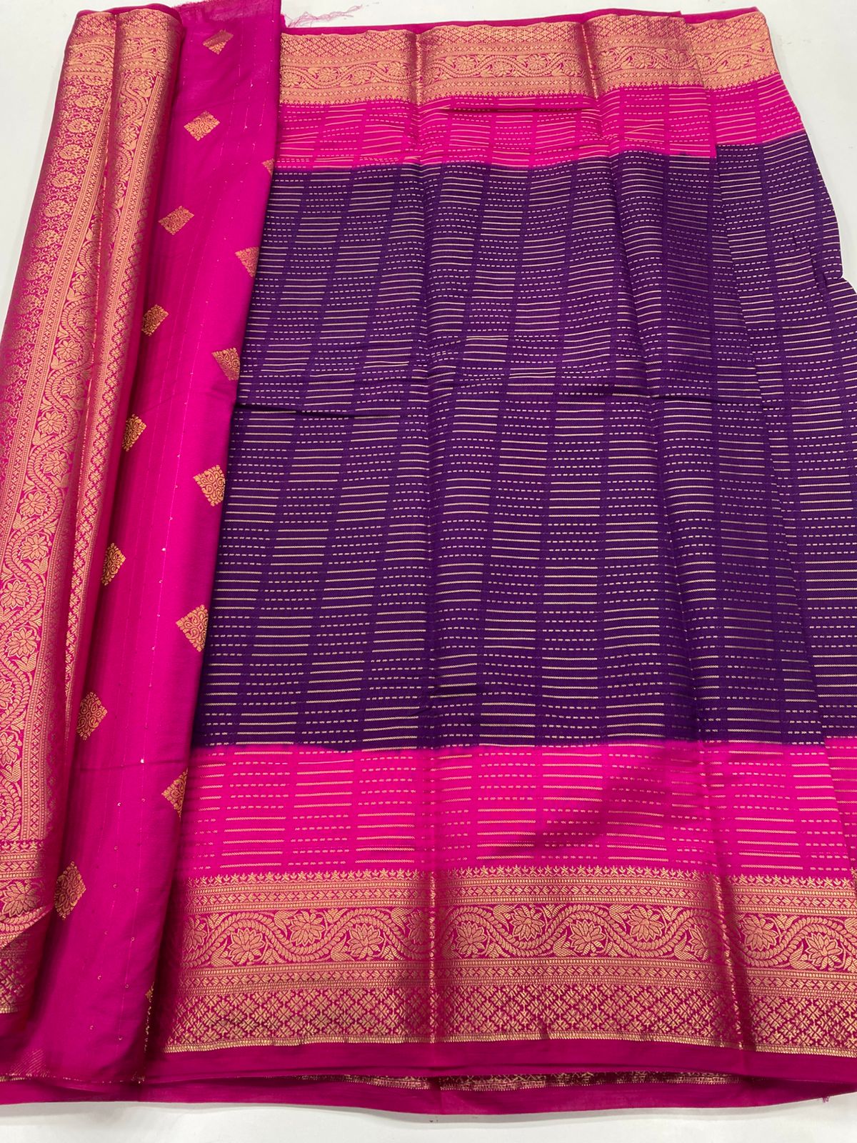 Mysore Crepe Mysore Lines Saree ( 3372-R13 )