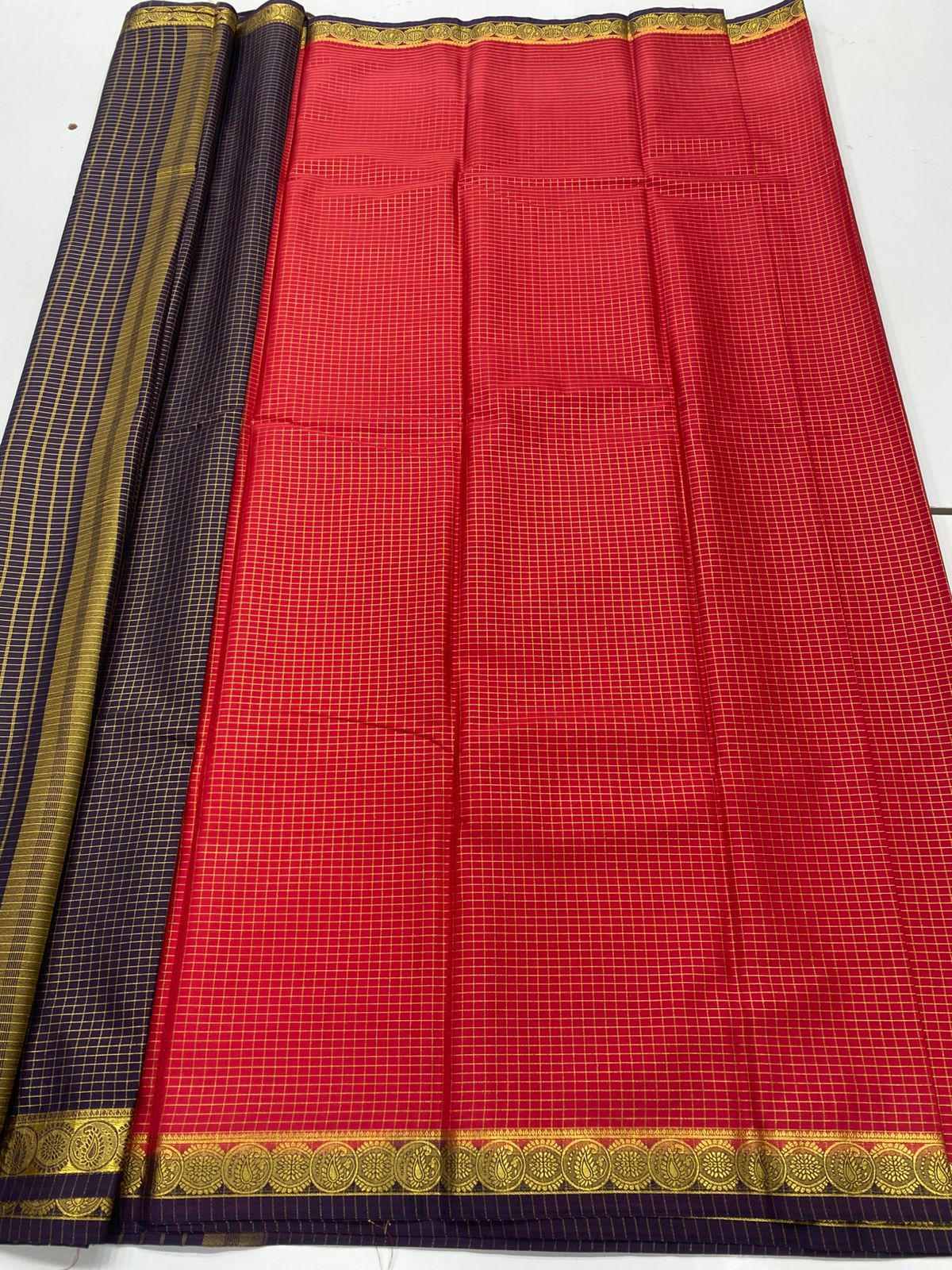 Crepe Georgette Chex Saree ( 3368-R17 )