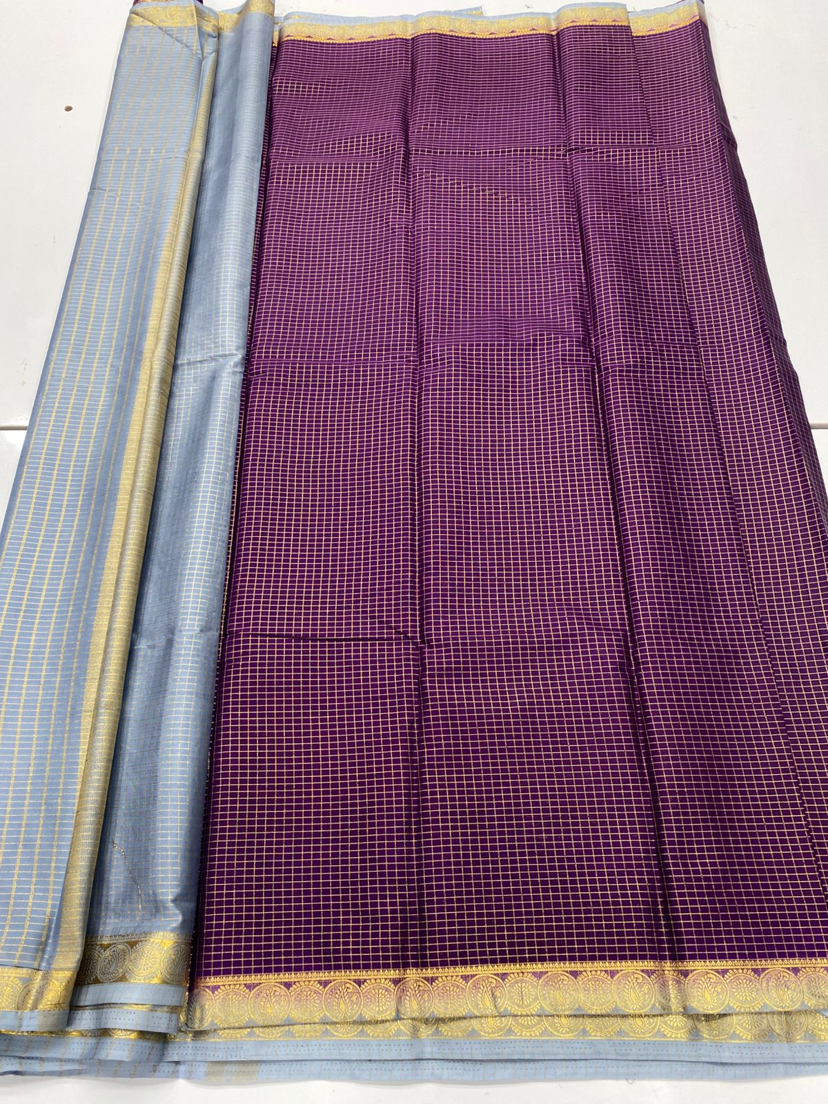 Crepe Georgette Chex Saree ( 3368-R17 )