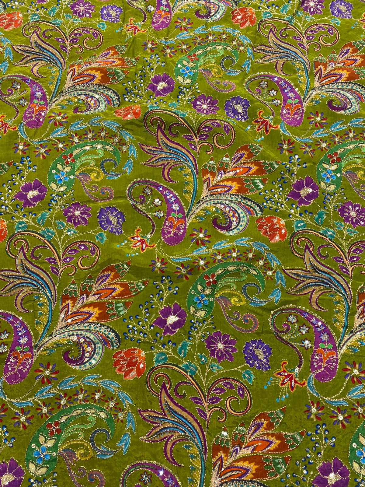 Natural Crepe Position Printed Embroidery Blouse ( 3216I-R50 )