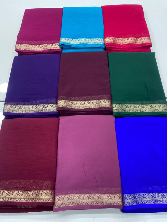 Chiffon Georgette Self Saree(3371)