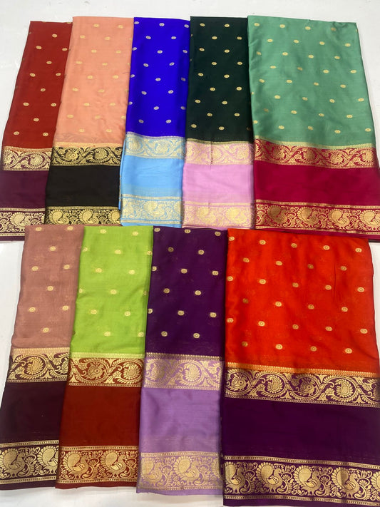 Mysore Crepe Butta Saree ( 3396C-R23 )