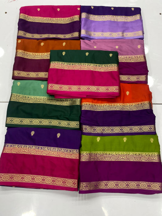 Mysore Crepe Butta Saree  ( 3396D-R35 )