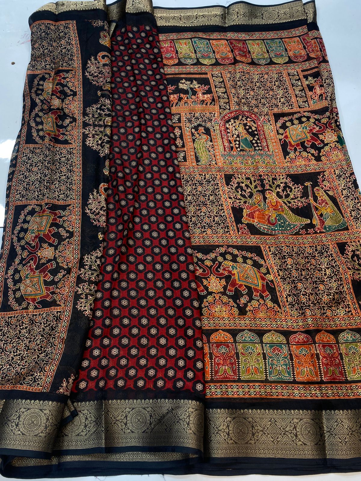 Fancy Georgette Print Saree (3414-R33)