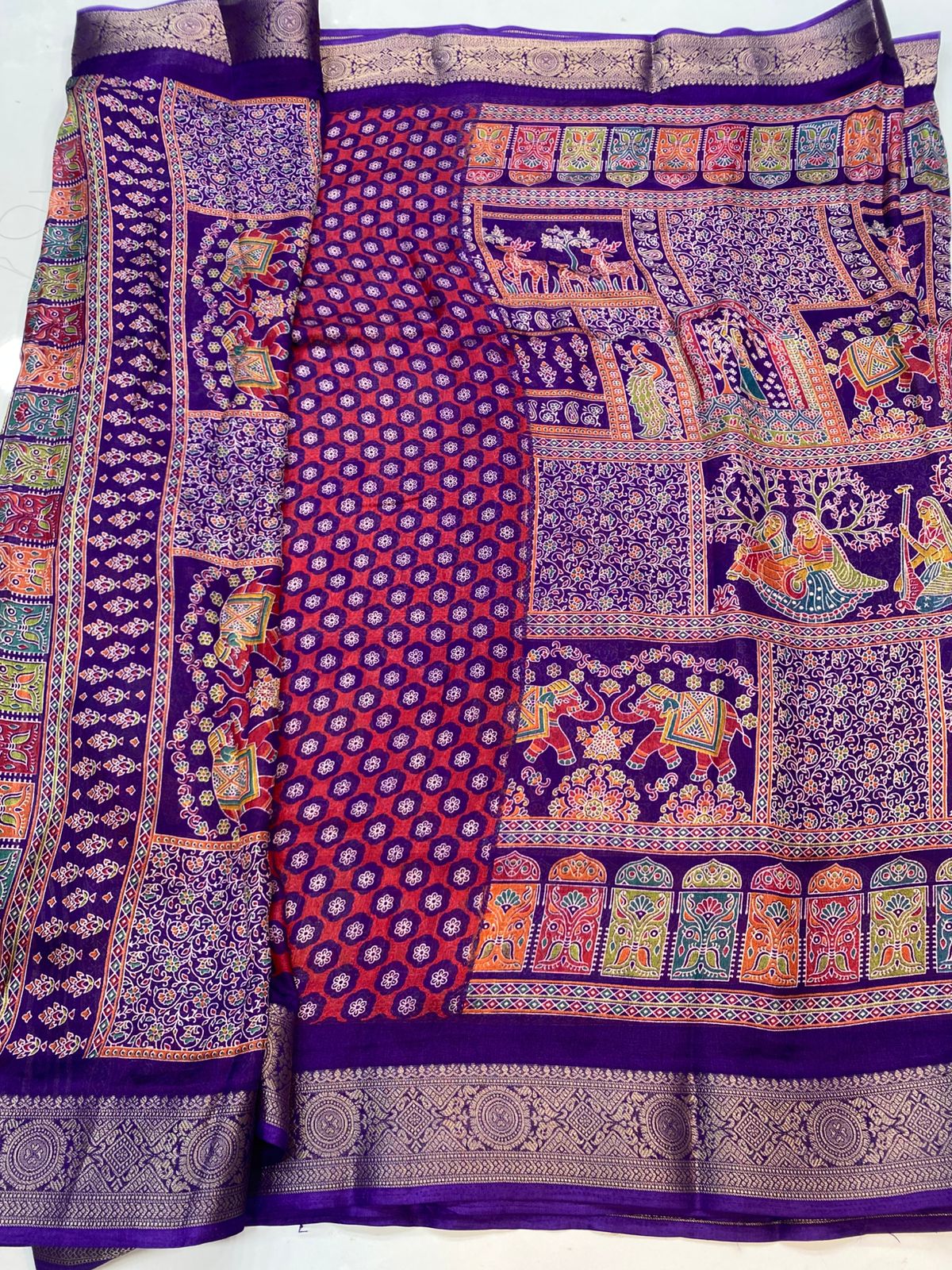 Fancy Georgette Print Saree (3414-R33)