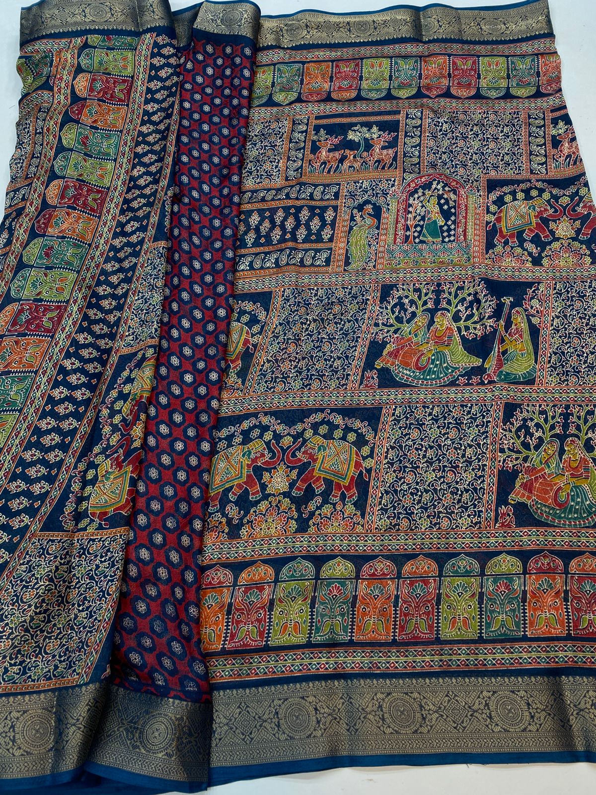 Fancy Georgette Print Saree (3414-R33)