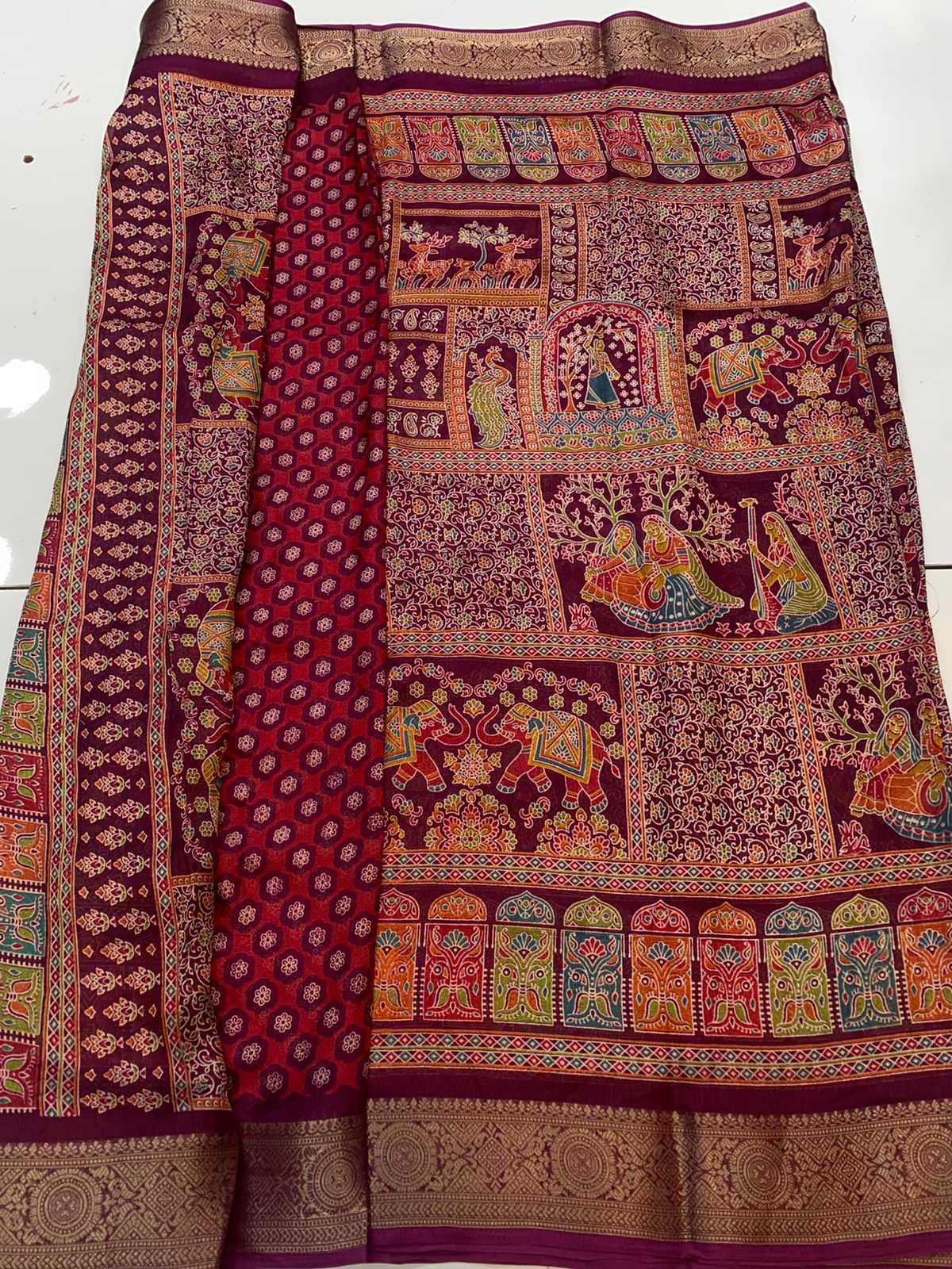 Fancy Georgette Print Saree (3414-R33)