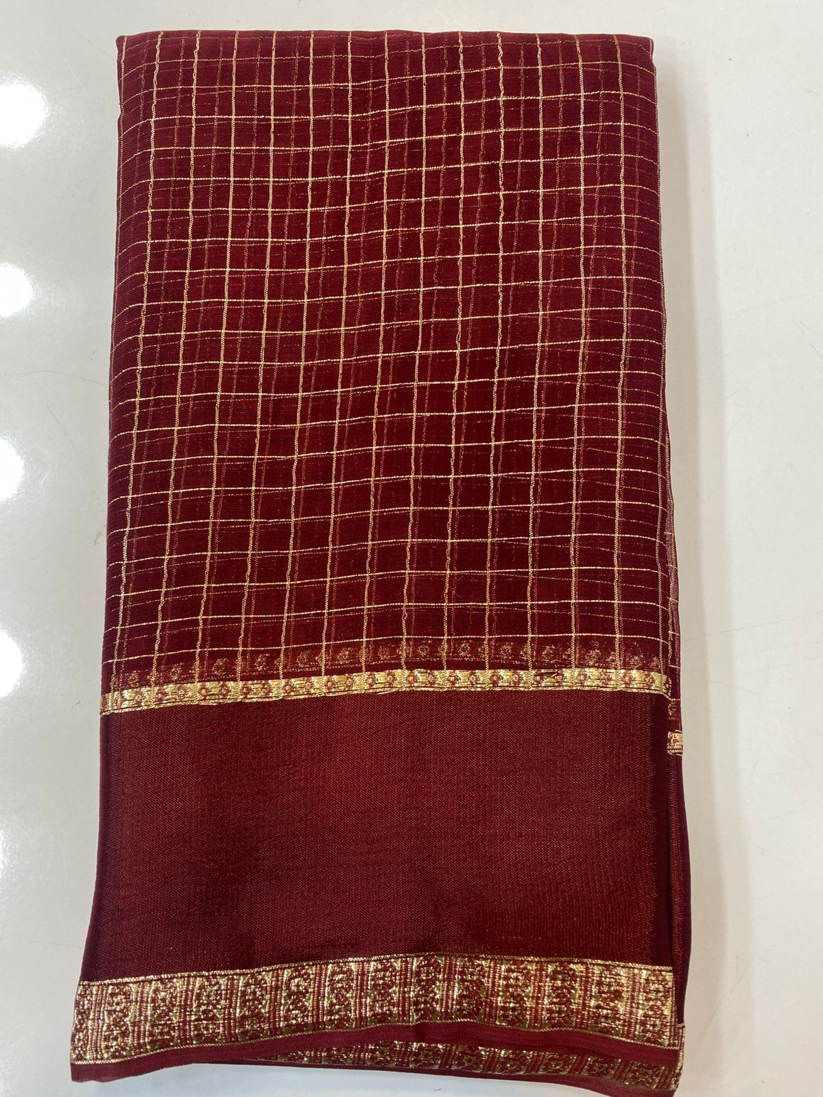 Fancy Georgette Zari Checks Saree (3401-R26)