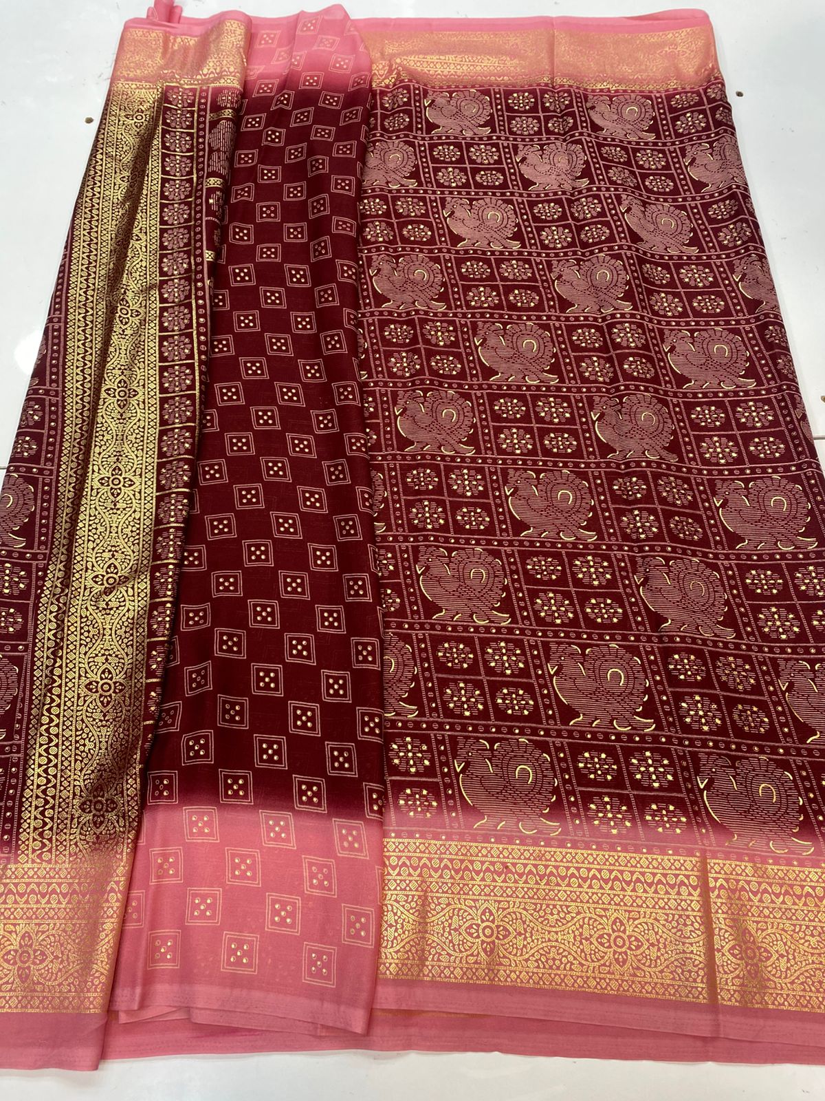 Fancy Georgette Foil Print Saree (3408-35)