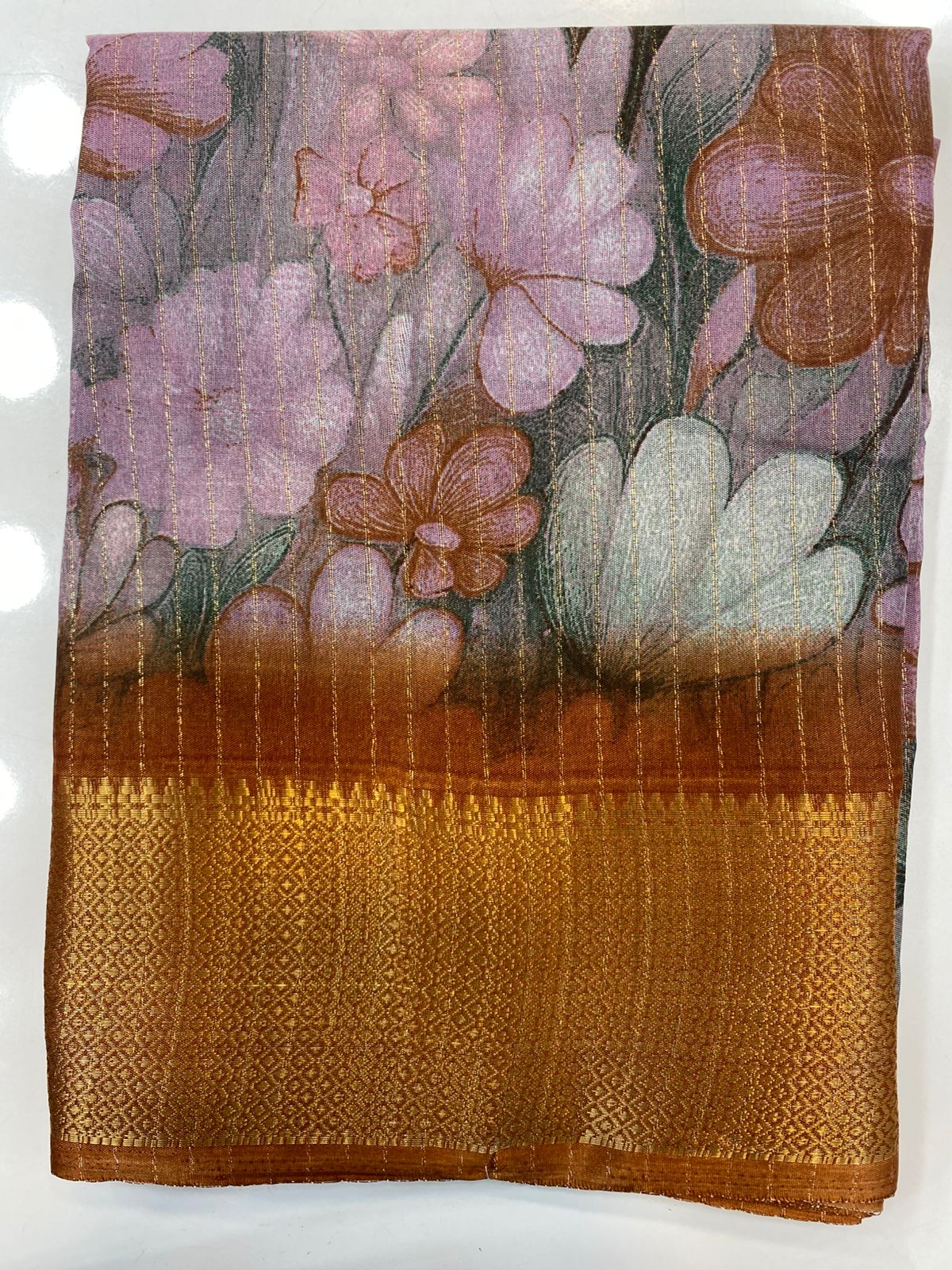 Fancy Georgette Print Saree (3421-R36)