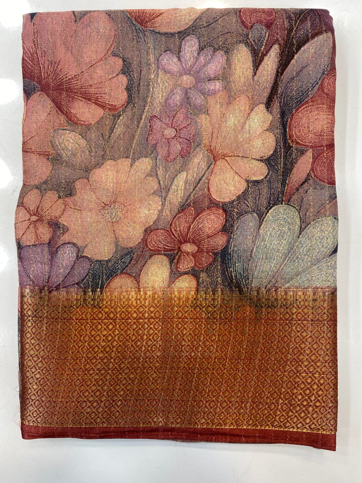 Fancy Georgette Print Saree (3421-R36)