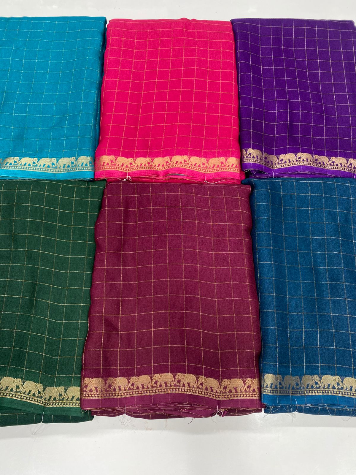 Fancy Georgette Zari Checks Saree(3409-R37)