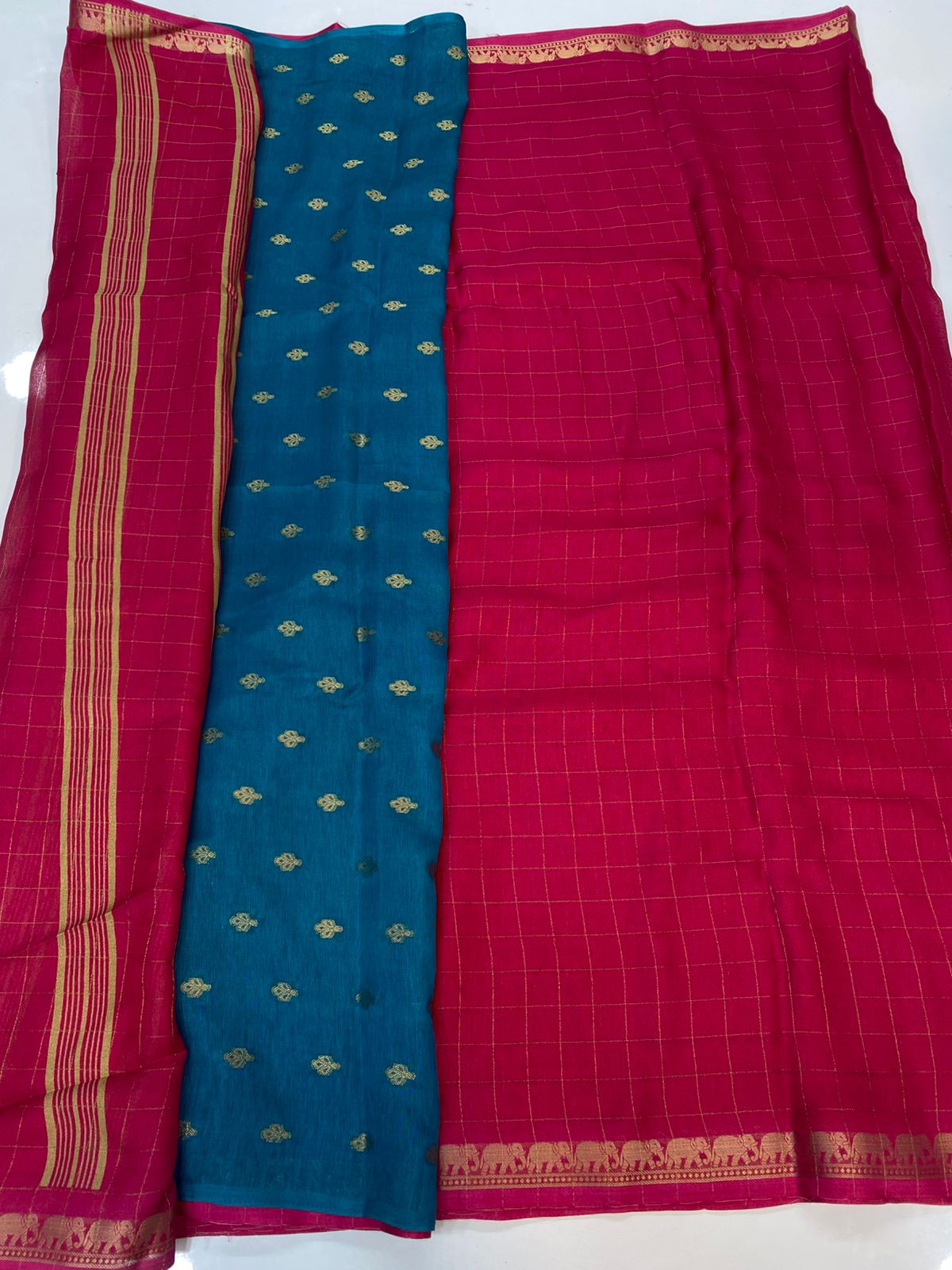 Fancy Georgette Zari Checks Saree(3409-R37)