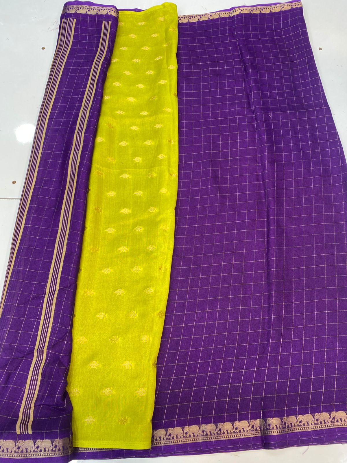 Fancy Georgette Zari Checks Saree(3409-R37)
