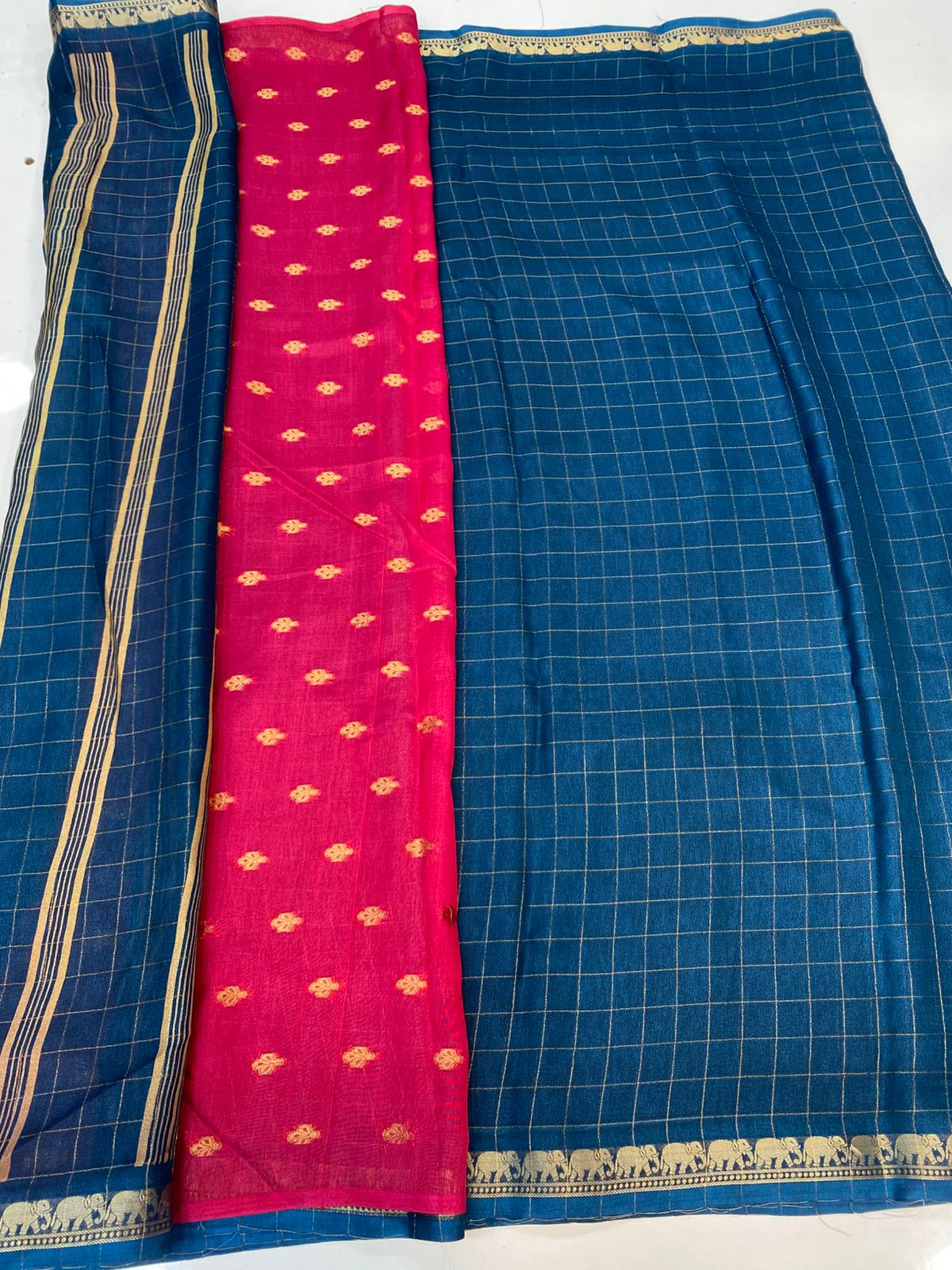 Fancy Georgette Zari Checks Saree(3409-R37)