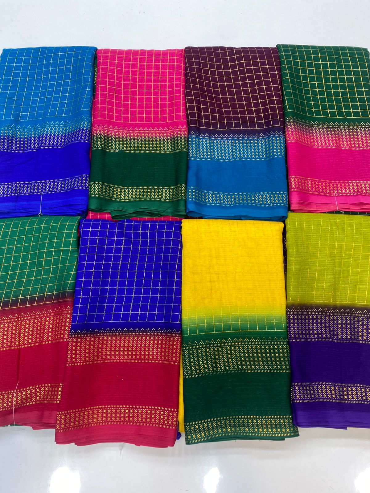 &nbsp;Fancy Georgette Zari Checks Saree(3445-R8)