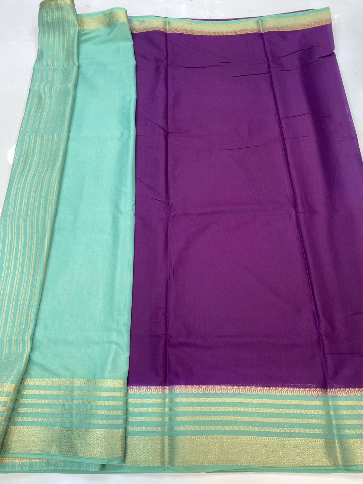 Mysore Crepe Zari Border Saree (3438-R11)