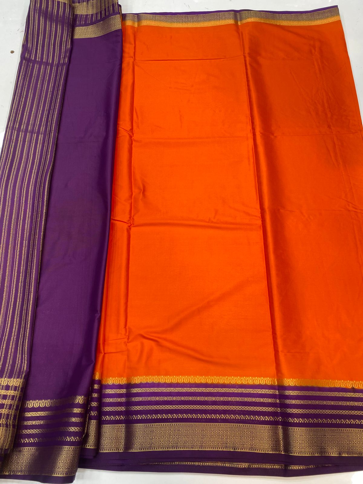Mysore Crepe Zari Border Saree (3438-R11)