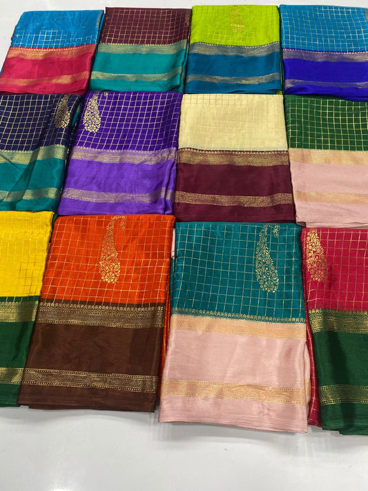Fancy Georgette Zari Checks Saree (3446-R9)