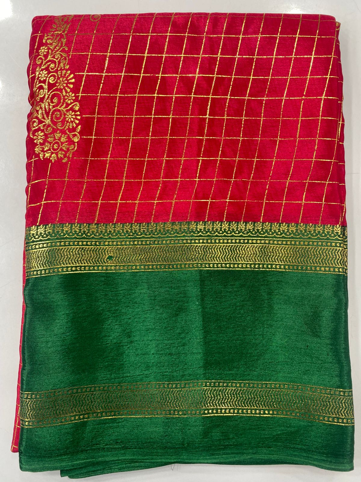 Fancy Georgette Zari Checks Saree (3446-R9)