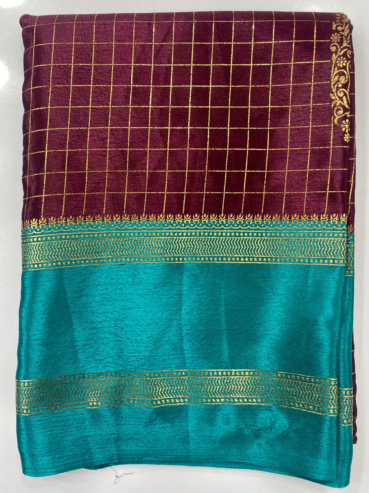 Fancy Georgette Zari Checks Saree (3446-R9)