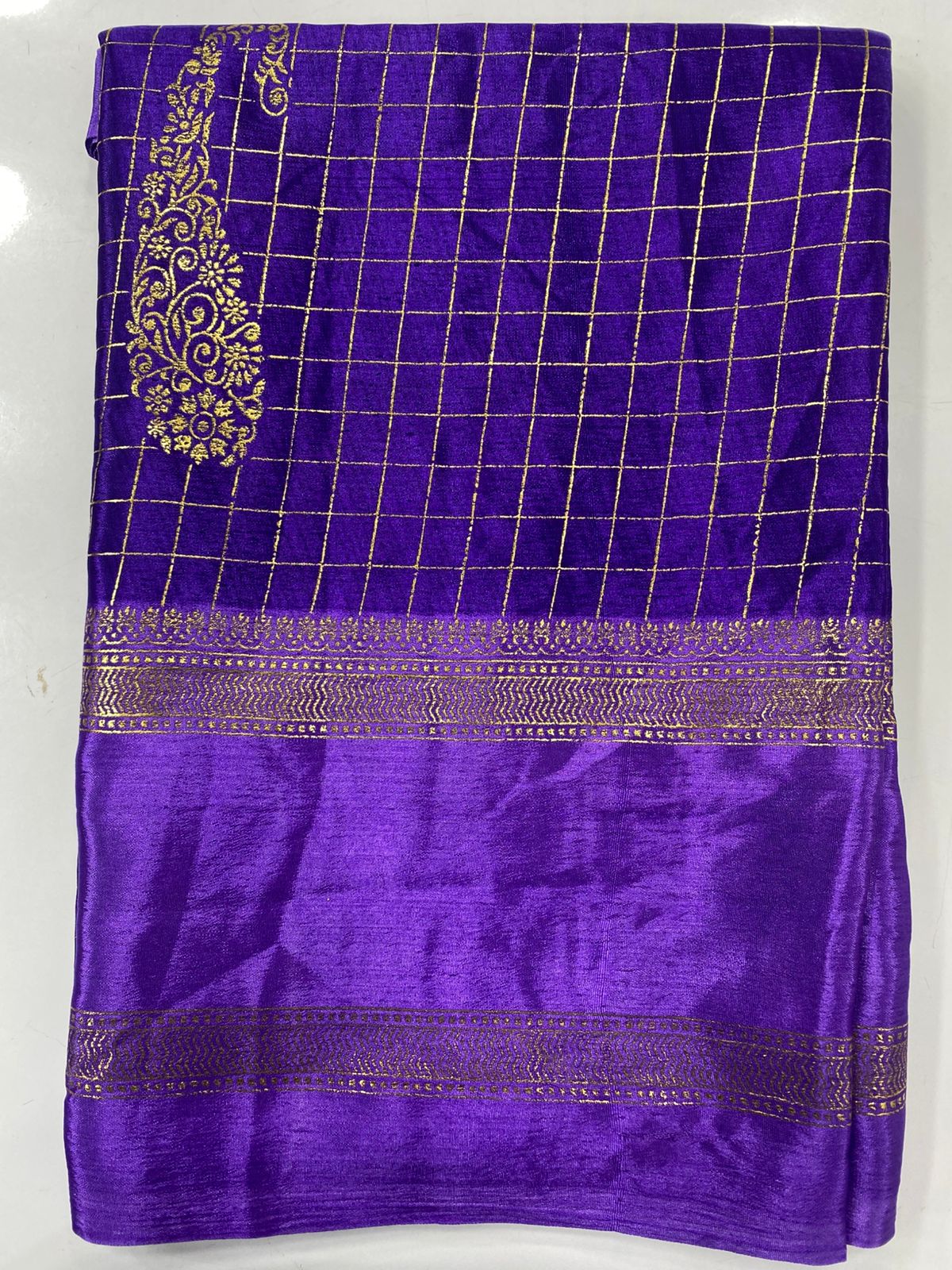 Fancy Georgette Zari Checks Saree (3446-R9)
